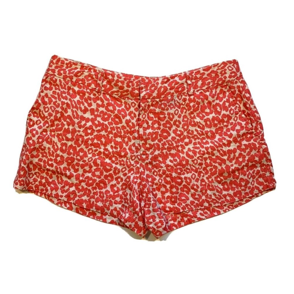 Cynthia Rowley 100% Linen‎ Chino Shorts Womens 10 Animal Print Beach Summer NEW